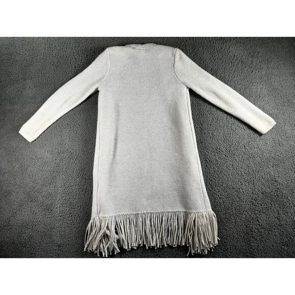 Chicos Cardigan Women 0 US Small Open Front Fringe Hem Knit Long Sleeve - Picture 2 of 9